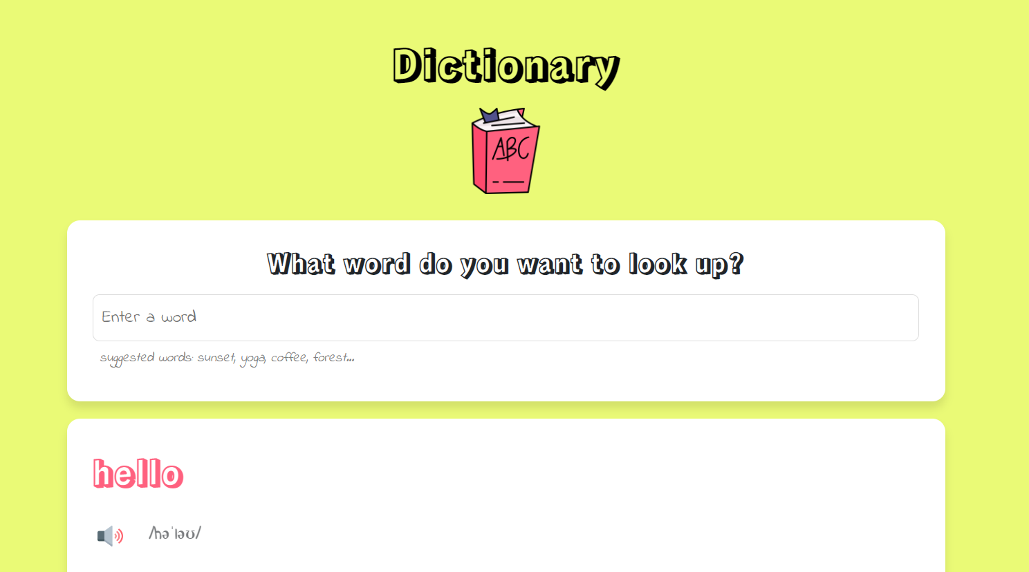 Dictionary project preview